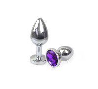Металева анальна пробка S з Темно-фіолетовим кристалом, довжина 7см, діаметр 2,8см