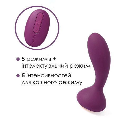 Массажер простаты и вибратор точки G с пультом Svakom Julie Violet