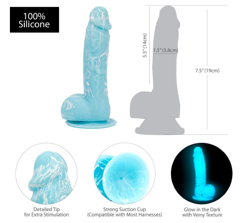 Светящийся в темноте фаллоимитатор ADDICTION - LUKE - 7.5