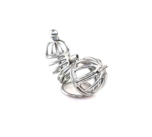 Металлический пояс верности с уретральным катетером 