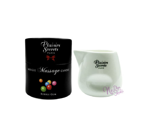 Масажна свічка Plaisirs Secrets Bubble Gum (80 мл) подарункова упаковка, керамічний посуд