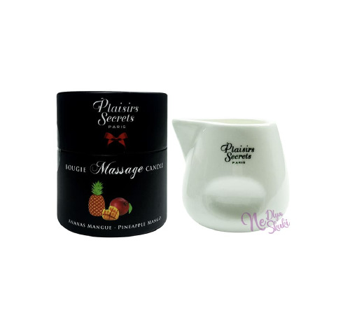 Массажная свеча Plaisirs Secrets Pineapple Mango (80 мл) подарочная упаковка, керамический сосуд
