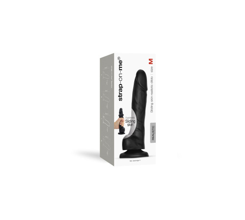 Реалистичный фаллоимитатор Strap-On-Me Sliding Skin Realistic Dildo Black - M, эффект подвижной кожи