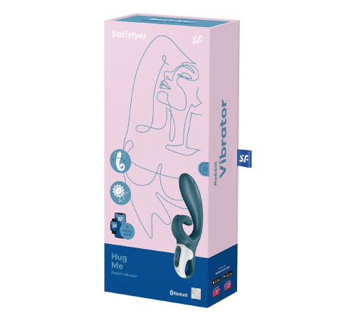 Смарт вибратор кролик Satisfyer Hug Me Bluegrey, 2 мотора, диаметр 4,2см, широкая клиторальная часть