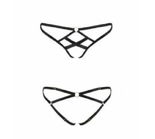 Трусики зі стреп NICKY THONG black S/M - Passion Exclusive