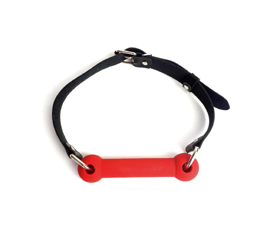 Кляп Палка, силикон и натуральная кожа, Art of Sex - Gag Stick Silicon, Красный