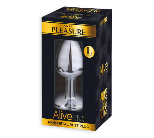 Металлическая анальная пробка с кристаллом Alive Mini Metal Butt Plug Pink L