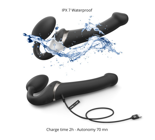 Безремневой вибрострапон с вакуумной стимуляцией Strap-On-Me MULTI ORGASM Black S, регулируемый