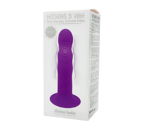 Дилдо с вибрацией Adrien Lastic Hitsens 3 Purple, отлично для страпона, диаметр 4см, длина 18,2см