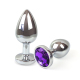 Металлическая анальная пробка L с Темно фиолетовым кристаллом , длина 9см, диаметр 4см