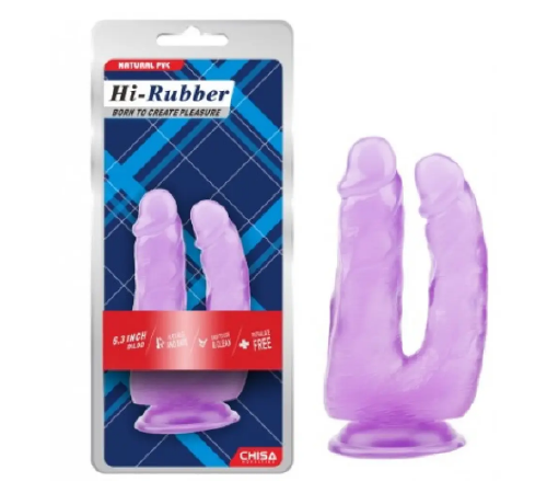 Фаллоимитатор двойной на присоске фиолетовый Chisa Hi-Rubber 7.9
