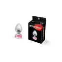 Металлическая анальная пробка с розовым кристаллом MAI Attraction Toys №73, длина 8см, диаметр 3см