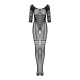 Сетчатый бодистокинг с имитацией подвязок Obsessive Bodystocking G329 S/M/L, black, с доступом