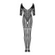 Сетчатый бодистокинг с имитацией подвязок Obsessive Bodystocking G329 S/M/L, black, с доступом