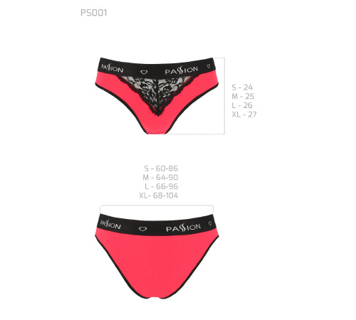 Трусики з широкою гумкою і мереживом Passion PS001 PANTIES red/black, size XL