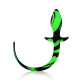 Силіконова анальна пробка з хвостиком, Чорно/Зелений