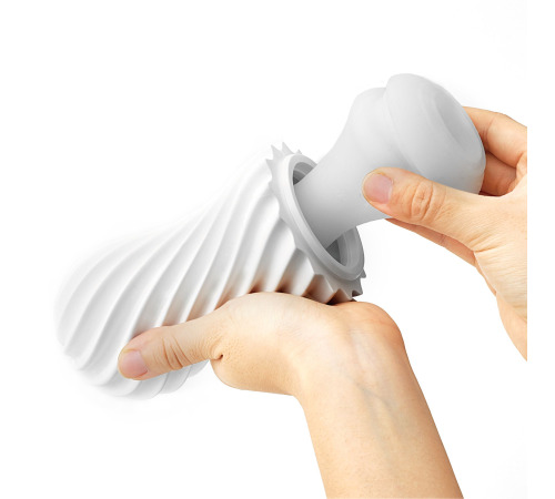 Мастурбатор Tenga Flex Silky White зі змінною інтенсивністю, можна скручувати