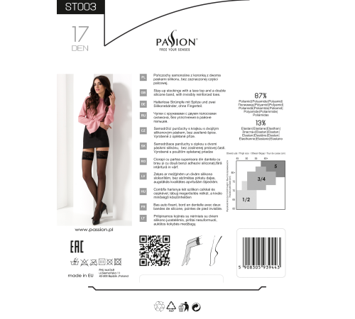 Чулки ST003 1/2 nero - Passion