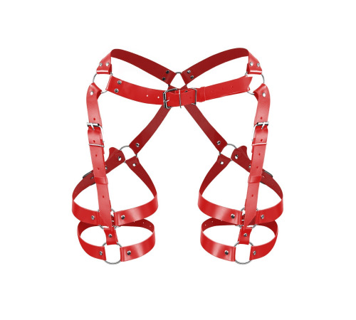 Гартеры Art of Sex - Claire, натуральная кожа, размер L-2XL, цвет красный