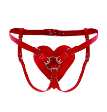 Трусики Сердце для страпона из натуральной кожи Feral Feelings - Hearts Strap-on Belt Red