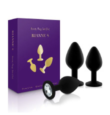 Набор анальных пробок с кристаллом Rianne S: Booty Plug Set Black, диаметр 2,7см, 3,5см, 4,1см