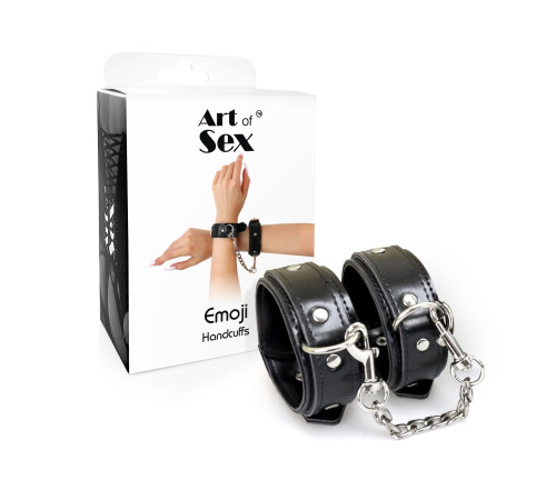 Наручники из эко-кожи Art of Sex - Handcuffs Emoji, Черный