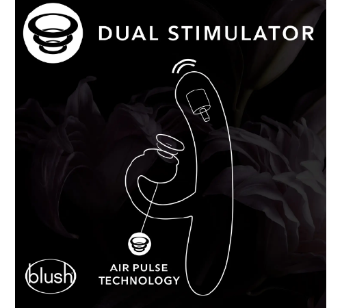 T331543 Подвійний вібратор з технологією пульсації повітря Blush HOP - OH BUNNY - MIDNIGHT