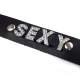 Ошейник из натуральной кожи с надписью SEXY, Черный