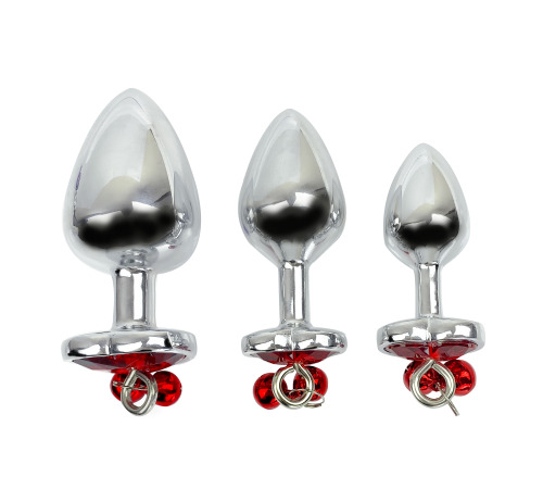 Металева анальна пробка Серце S з дзвіночками, діаметр 2,8 см, довжина 7 см