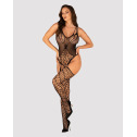 Ажурный бодистокинг под паутину Obsessive Bodystocking G325 black S/M/L, черный, комбинезон, имитаци