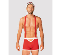 Мужской эротический костюм Санта-Клауса Obsessive Mr Claus L/XL, боксеры на подтяжках, шапочка