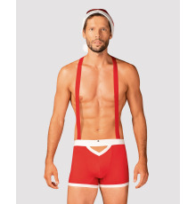 Мужской эротический костюм Санта-Клауса Obsessive Mr Claus L/XL, боксеры на подтяжках, шапочка