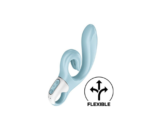 Вибратор-кролик Satisfyer Love Me Blue, гибкий, отросток с тройным кончиком