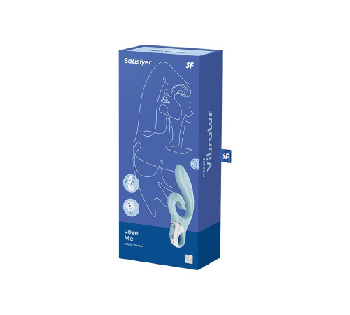 Вибратор-кролик Satisfyer Love Me Blue, гибкий, отросток с тройным кончиком