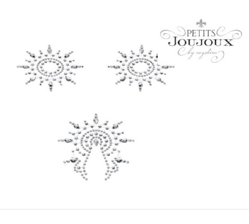 Пэстис из кристаллов Petits Joujoux Gloria set of 3 - Silver, украшение на грудь и вульву