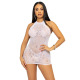 Платье-сетка со стразами Leg Avenue Rhinestone halter mini dress White, открытая спина, one size