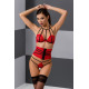 Комплект белья AKITA SET red L/XL - Passion Exclusive: широкий пояс, лиф, стринги