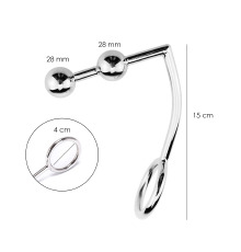 Металлический анальный крюк №6, с двумя шариками