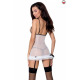 Сорочка прозрачная с пажами ORIHIME CHEMISE white S/M - Passion, трусики, стрэпы