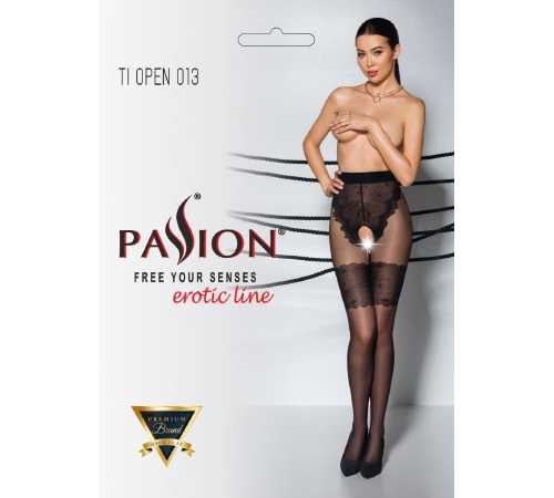 Колготки с открытым доступом Passion TIOPEN 013 black 1/2 (20/40 den), ажурные трусики и подвязки