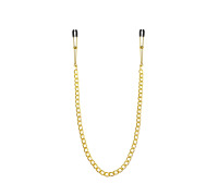 Тонкі затискачі для сосків з ланцюжком Feral Feelings - Chain Thin nipple clamps, золото/чорний