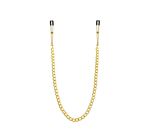 Тонкі затискачі для сосків з ланцюжком Feral Feelings - Chain Thin nipple clamps, золото/чорний