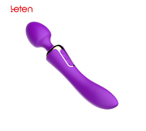 Вібромасажер двухсторнній Leten AV Heat Purple з підігрівом