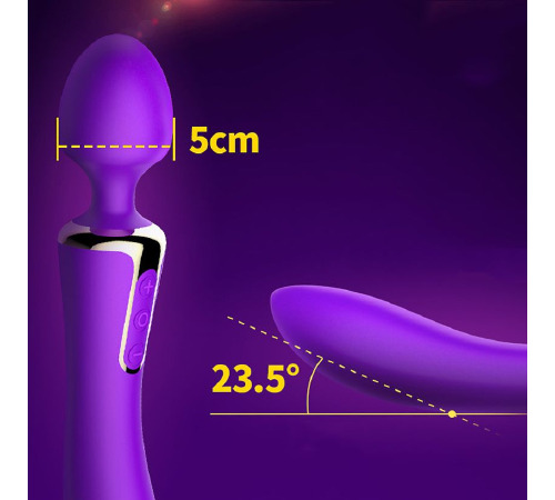 Вібромасажер двухсторнній Leten AV Heat Purple з підігрівом