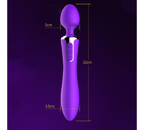 Вібромасажер двухсторнній Leten AV Heat Purple з підігрівом