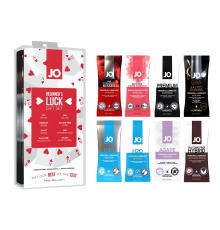 Набор из 8 видов смазок System JO Beginner’s Luck по 10 мл на водной, силиконовой и гибридной основе