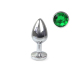 Металева анальна пробка S із Зеленим кристалом, довжина 7см, діаметр 2,8см