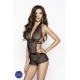 Прозрачная сорочка с открытой спиной MARESOL CHEMISE black S/M - Passion, трусики