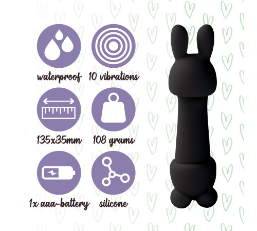 Мини-вибратор FeelzToys Mister Bunny Black с двумя насадками