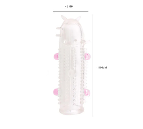 Гелева насадка на пеніс шипами та кульками, добре тягнеться, розмір універсальний